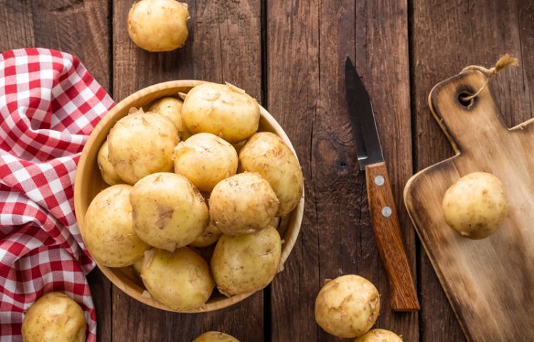 A basket full of potatoes