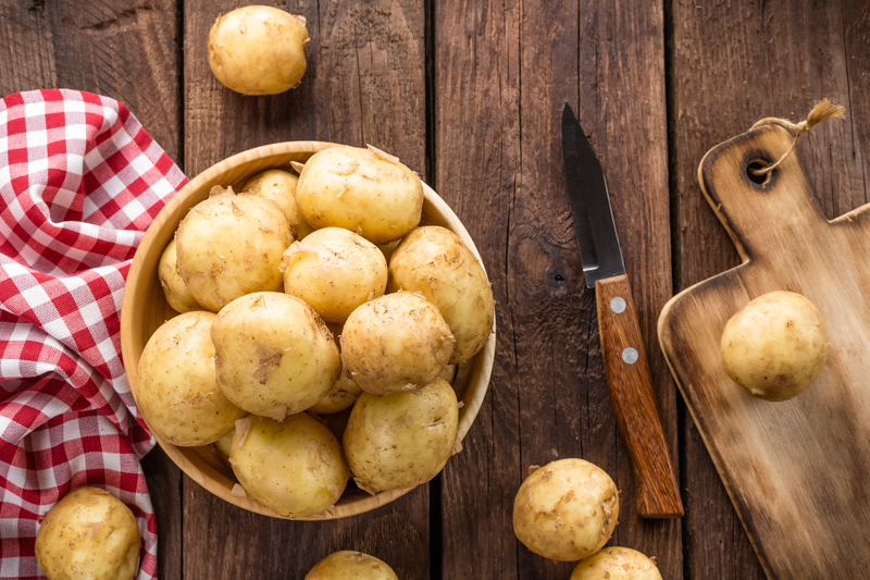 A basket full of potatoes